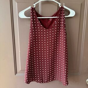 LOFT XS PETITE TANK TOP BLOUSE, Solid Burgundy with White Flowers